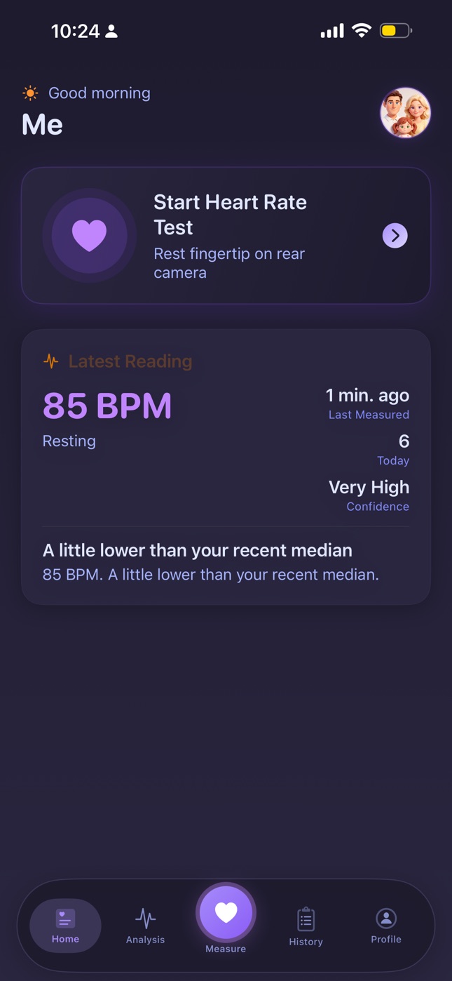 MonoPump home screen in the violet theme